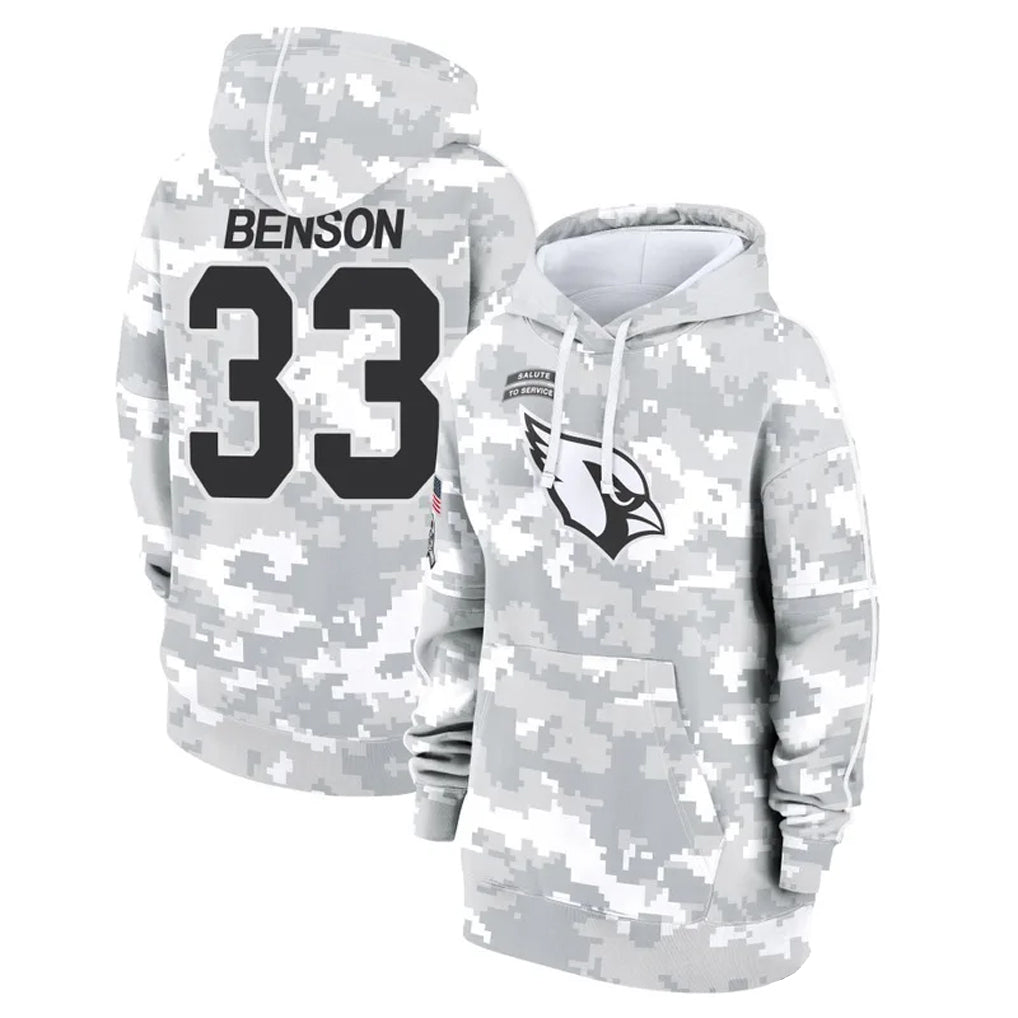 A.Cardinals #33 Trey Benson Player Arctic Camo Salute to Service Hoodies Ldoa Stitched Jerseys