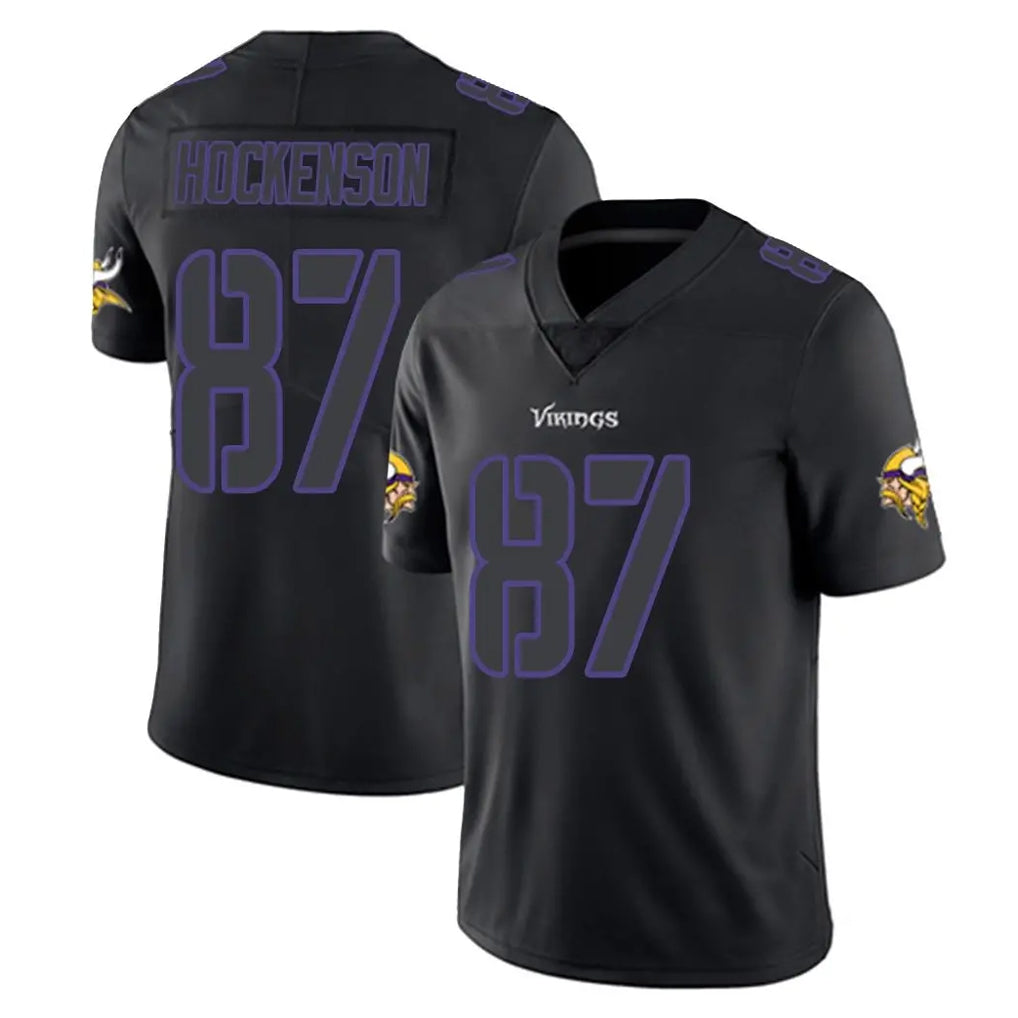 M.Vikings #87 T.J. Hockenson Player Black Impact LImited Home Game Ldoa Stitched Jerseys
