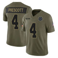 D.Cowboys #4 Dak Prescott Player Olive 2025 Salute to Service Limited Home Game Ldoa Stitched Jerseys