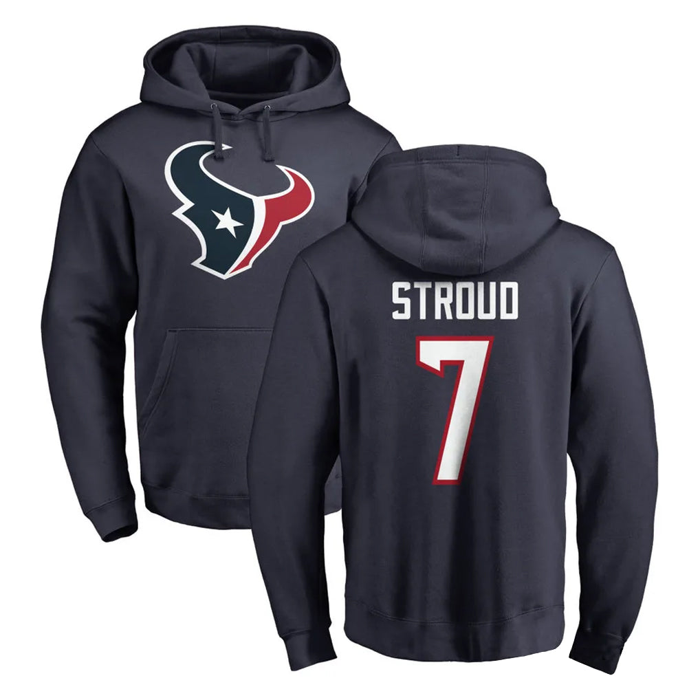 H.Texans #7 CJ Stroud Player Navy Pro Line Pullover Hoodie Limited Game Ldoa Stitched Jerseys