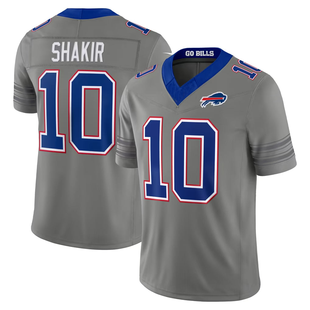 B.Bills #10 Khalil Shakir Player Gray Limited Nickel City Home Game Xdoa Stitched Jerseys