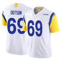 LA.Rams #69 Kevin Dotson Player White Limited Vapor F.U.S.E. Home Game Ldoa Stitched Jerseys