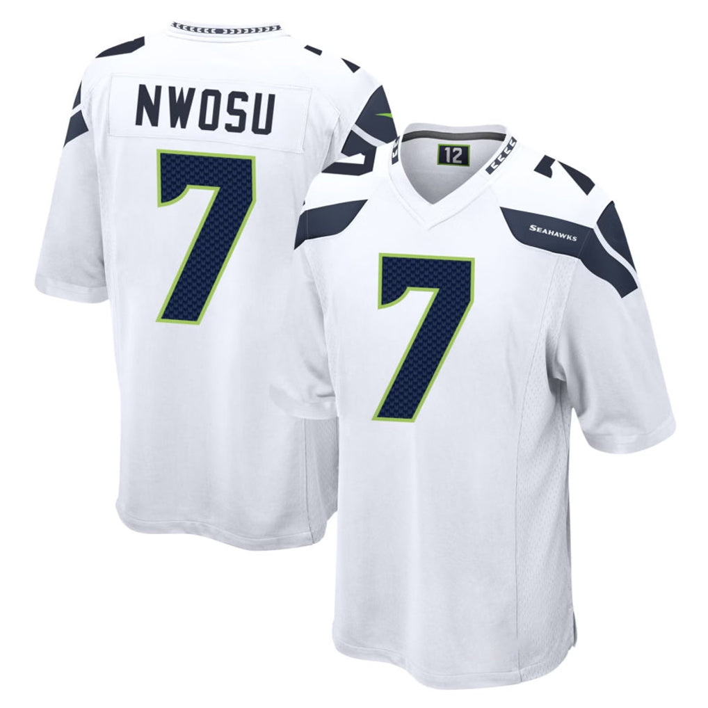 S.Seahawks #7 Uchenna Nwosu Player White Home Game Ldoa Stitched Jerseys