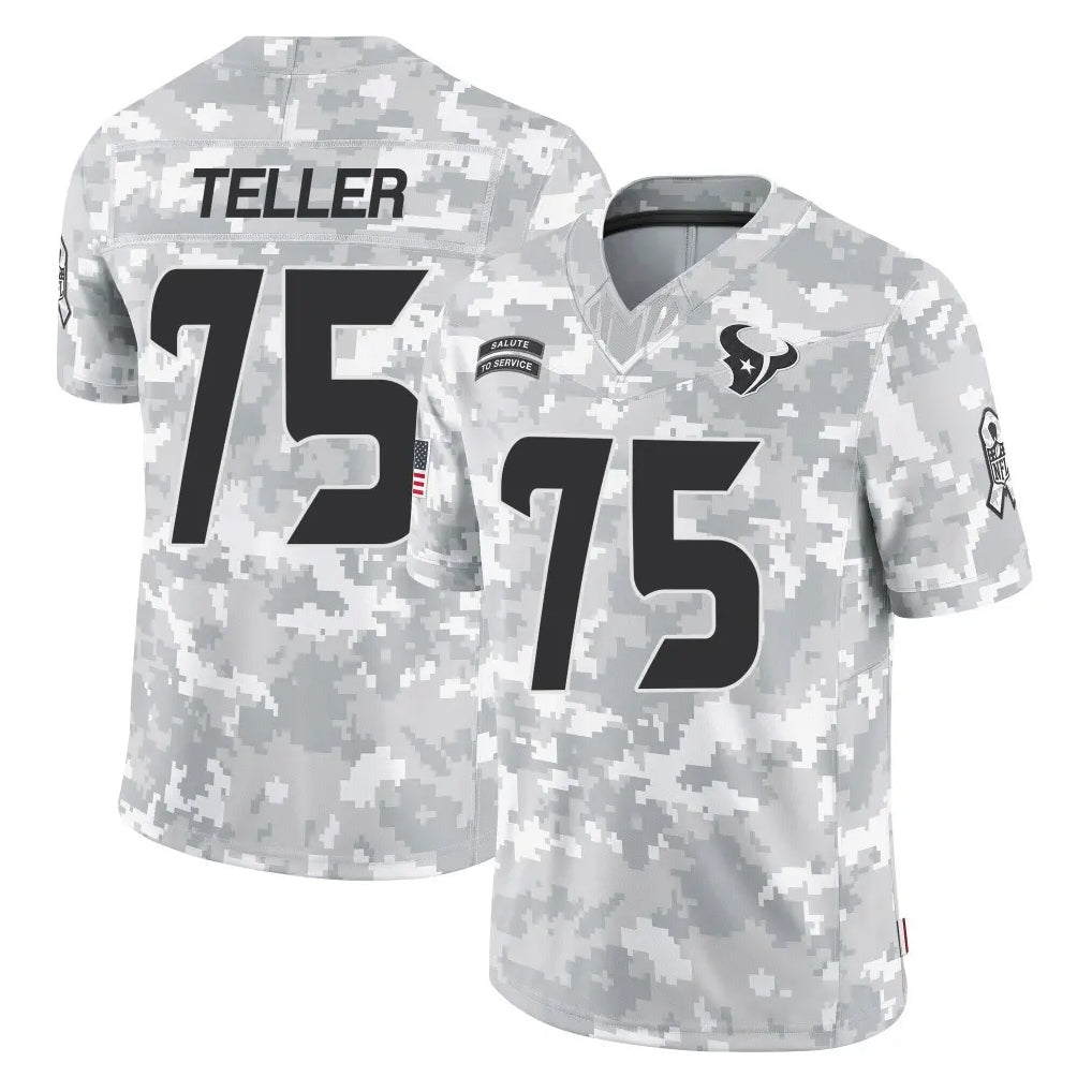 H.Texans #75 Wyatt Teller Player Arctic Camo Salute To Service Limited Game Ldoa Stitched Jerseys