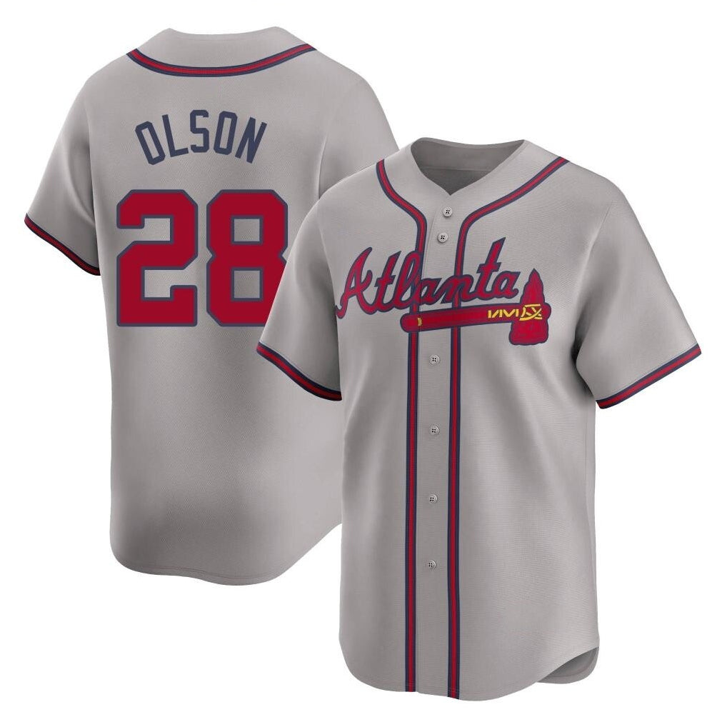 A.Braves #28 Matt Olson Player Gray Limited Home Game Ldoa Stitched Jerseys
