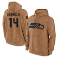 S.Seahawks #14 Sam Darnold Player Brown Limited Salute to Service Pullover Hoodies Game Ldoa Stitched Jerseys