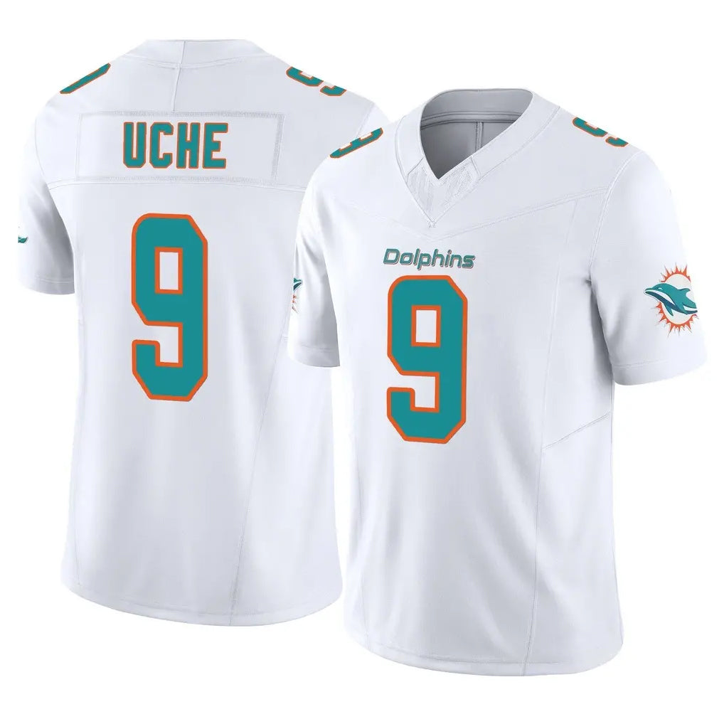 M.Dolphins #9 Joshua Uche Player White Limited Vapor F.U.S.E. Home Game Ldoa Stitched Jerseys