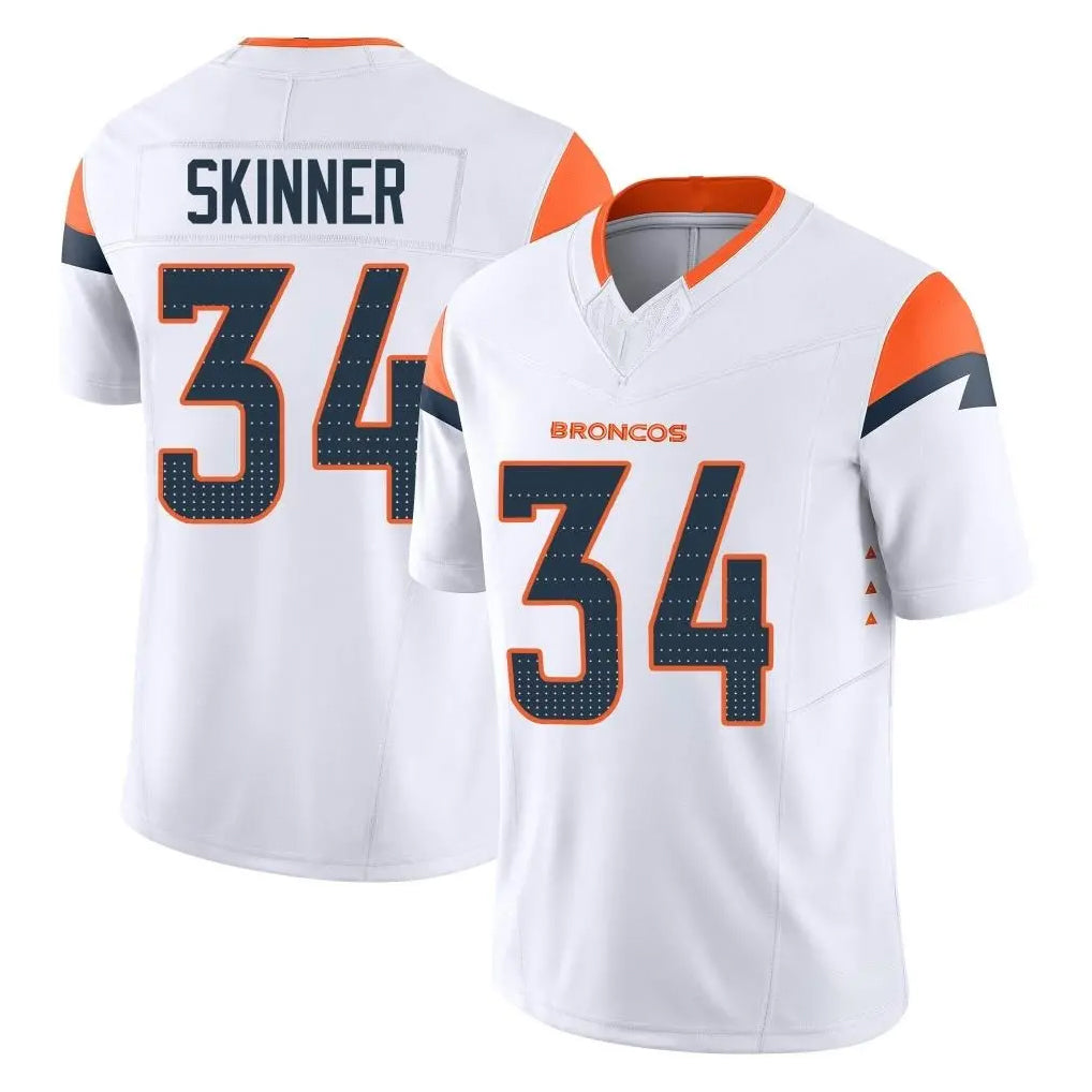 D.Broncos #34 JL Skinner Player White Limited Vapor F.U.S.E. Home Game Ldoa Stitched Jerseys