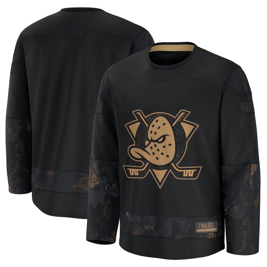 Tuec A.Ducks Black 2024 Military Appreciation Practice Jerseys