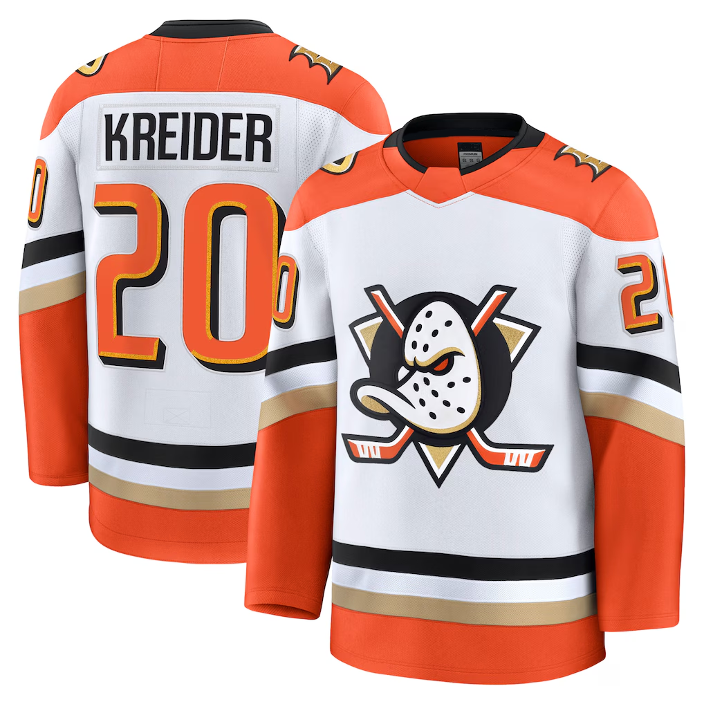 Tuec A.Ducks #20 Chris Kreider White Away Premium Jerseys