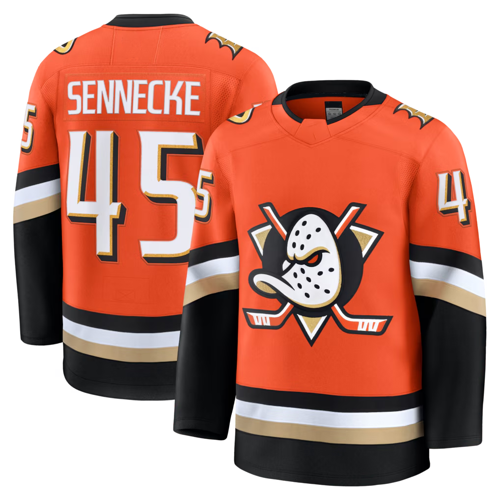 Tuec A.Ducks #45 Beckett Sennecke Orange Home Premium Jerseys