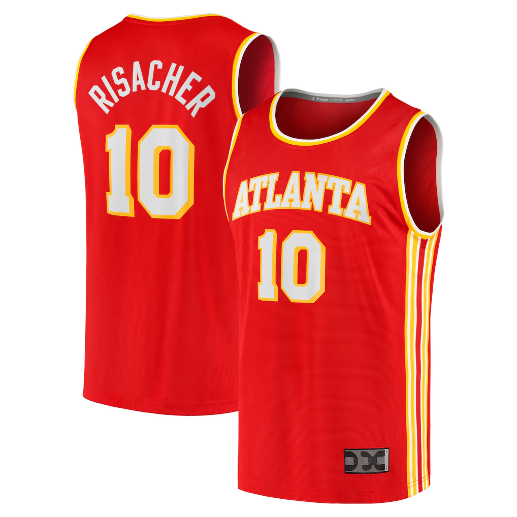 Ldoa A.Hawks #10 Zaccharie Risacher Red 2024 Draft Fast Break Player Jerseys - Icon Edition