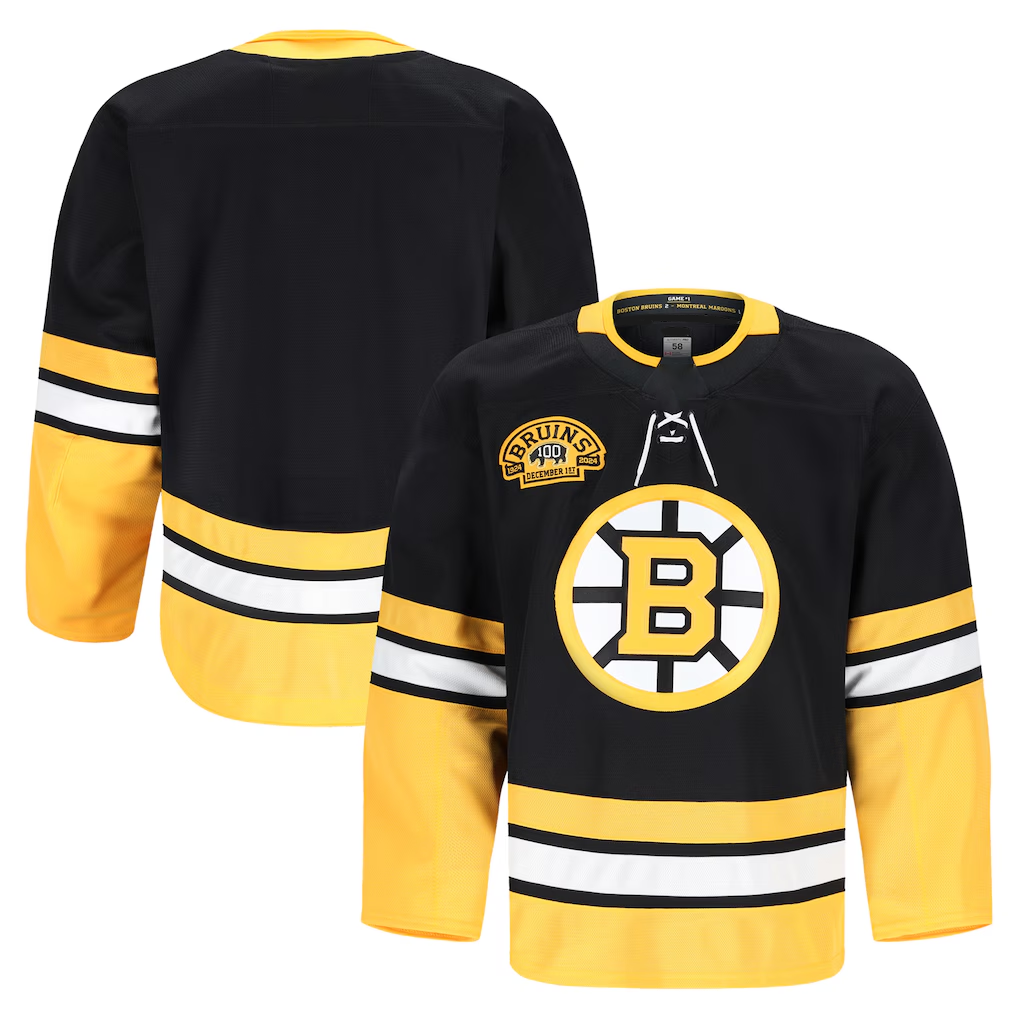 Tuec B.Bruins Black 100th Anniversary Authentic Pro Stitched Jerseys