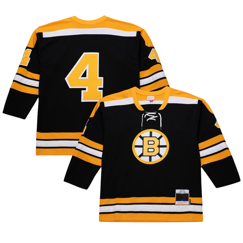 Tuec B.Bruins #4 Bobby Orr Mitchell & Ness Black Big & Tall 197172 Blue Line 2.0 Stitched Jerseys