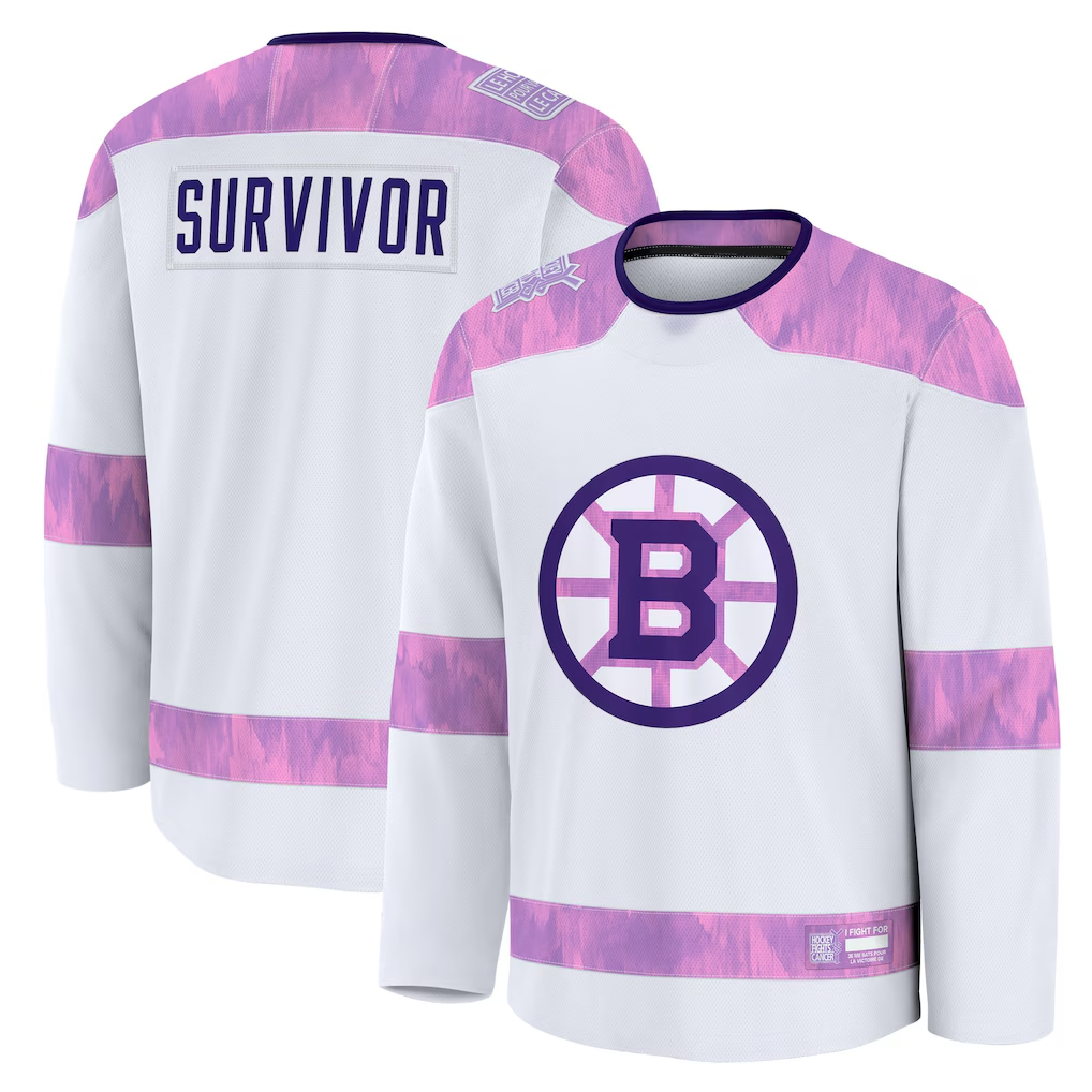 Tuec B.Bruins White Hockey Fights Cancer Survivor Practice Stitched Jerseys