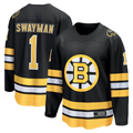 Tuec B.Bruins #1 Jeremy Swayman Black Home Breakaway Player Stitched Jerseys