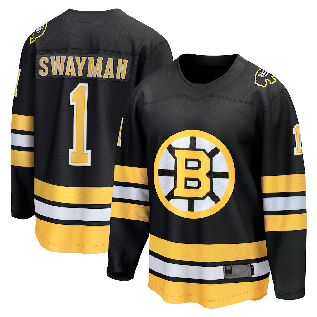 Tuec B.Bruins #1 Jeremy Swayman Black Home Breakaway Player Stitched Jerseys