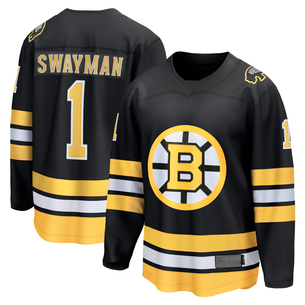 Tuec B.Bruins #1 Jeremy Swayman Black Home Breakaway Stitched Jerseys