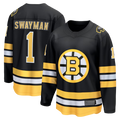 Tuec B.Bruins #1 Jeremy Swayman Black Home Breakaway Stitched Jerseys