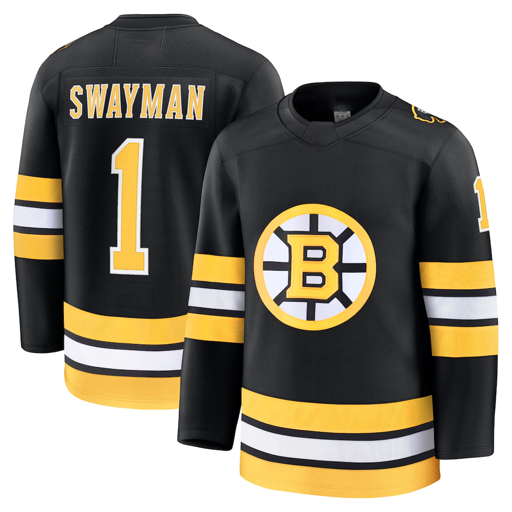 Tuec B.Bruins #1 Jeremy Swayman Black Home Premium Stitched Jerseys