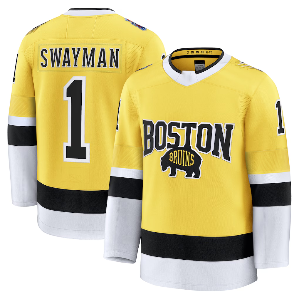 Tuec B.Bruins #1 Jeremy Swayman Gold 2026 Stadium Series Premium Stitched Jerseys