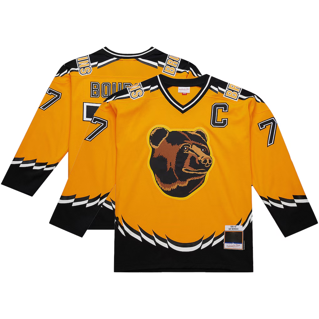 Tuec B.Bruins #77 Ray Bourque Mitchell & Ness Gold Big & Tall 1996-97 Blue Line 2.0 Stitched Jerseys