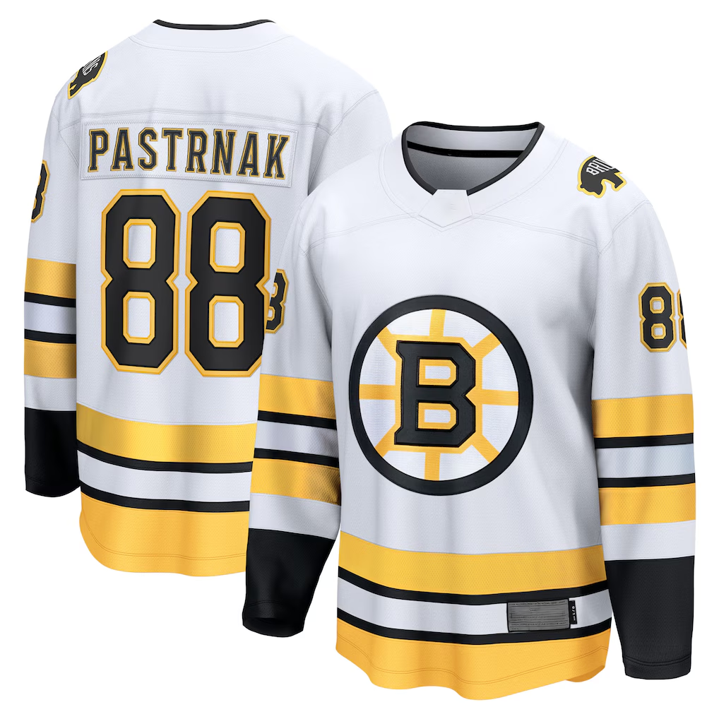 Tuec B.Bruins #88 David Pastrnak White Away Breakaway Player Stitched Jerseys