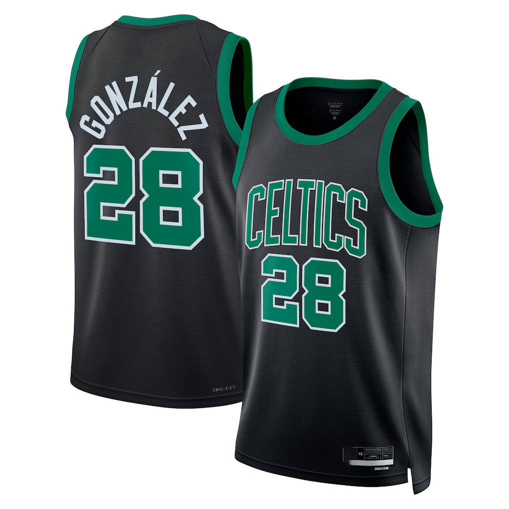 Ldoa B.Celtics #28 Hugo Gonz¨¢lez Black Swingman Jerseys - Statement Edition