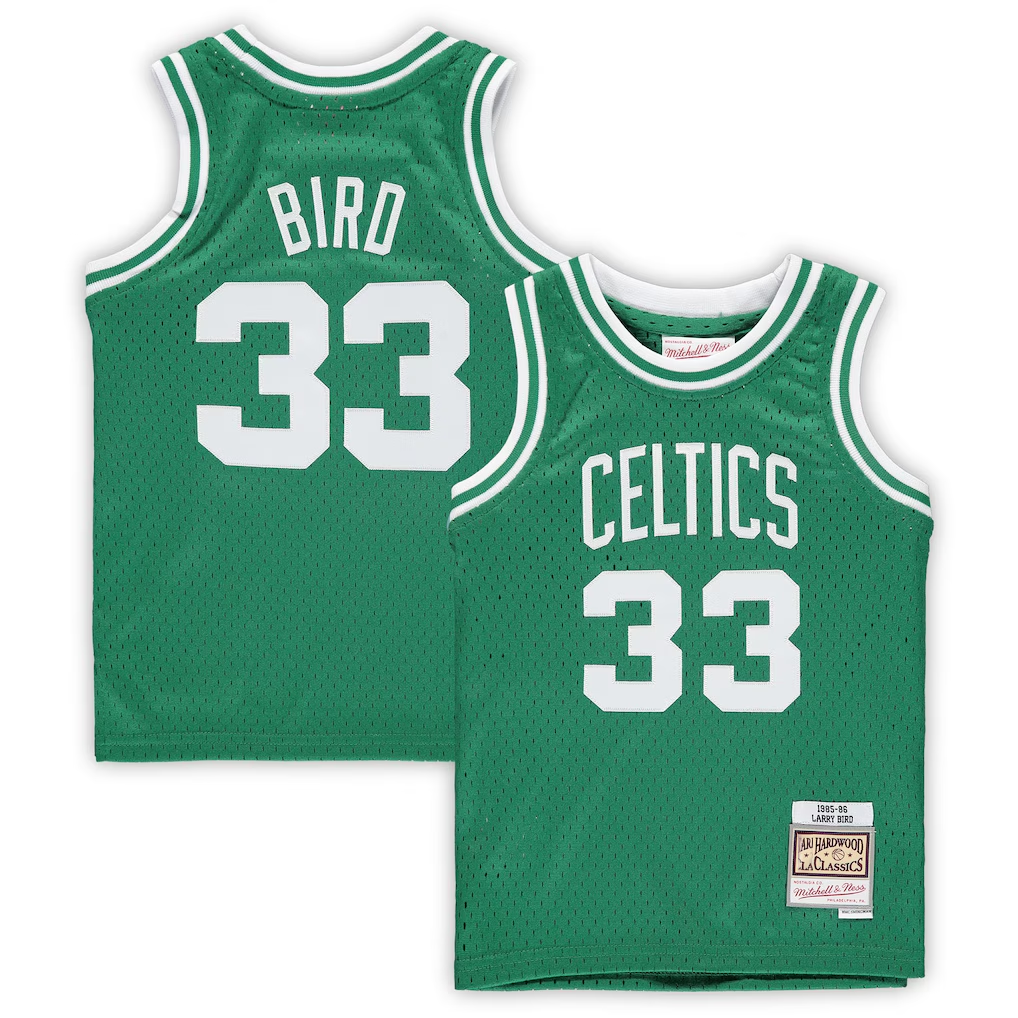 Ldoa B.Celtics #33 Larry Bird Mitchell & Ness Kelly Green 1985-86 Hardwood Classics Throwback Team Jerseys