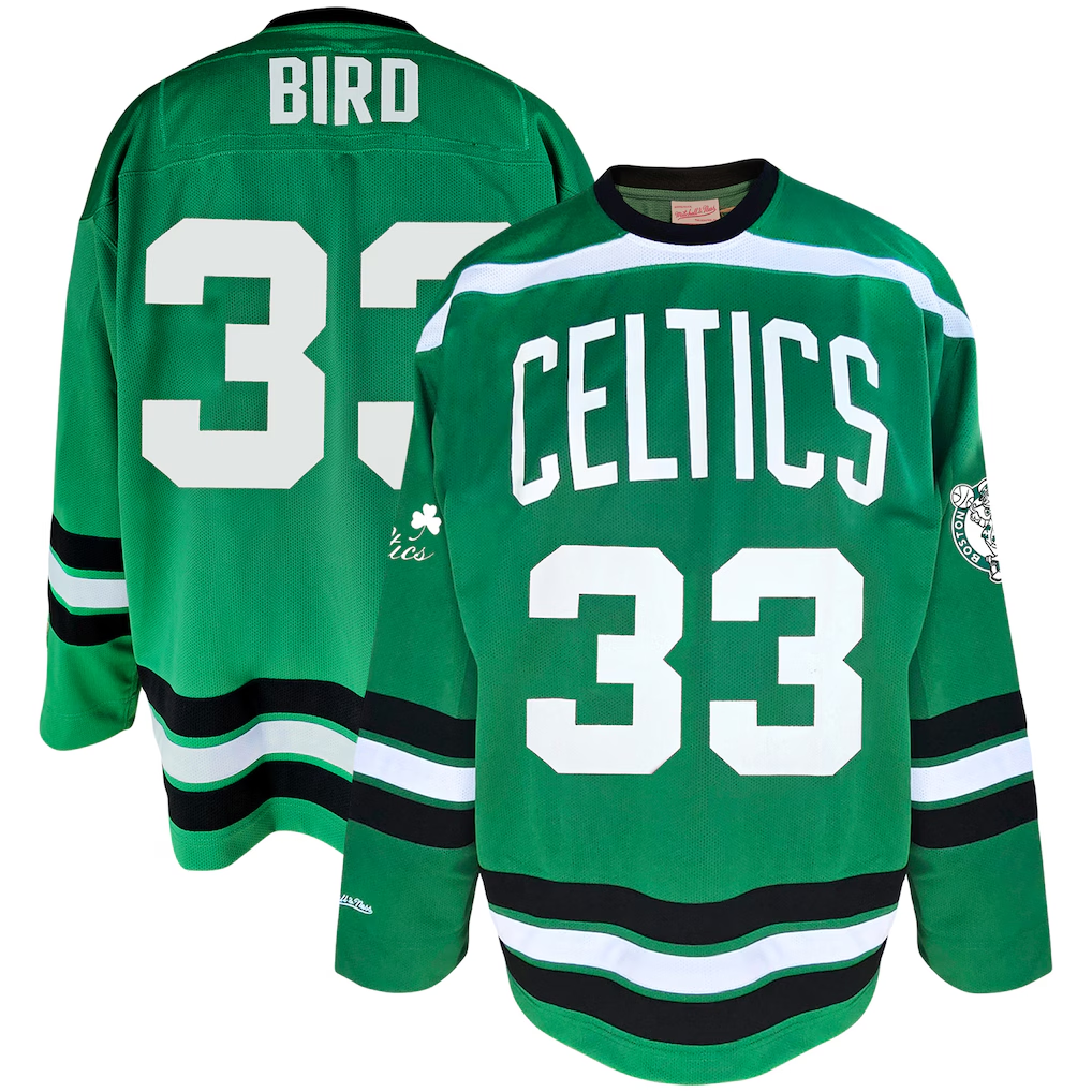 Ldoa B.Celtics #33 Larry Bird Mitchell & Ness Kelly Green Big & Tall Hockey Jerseys