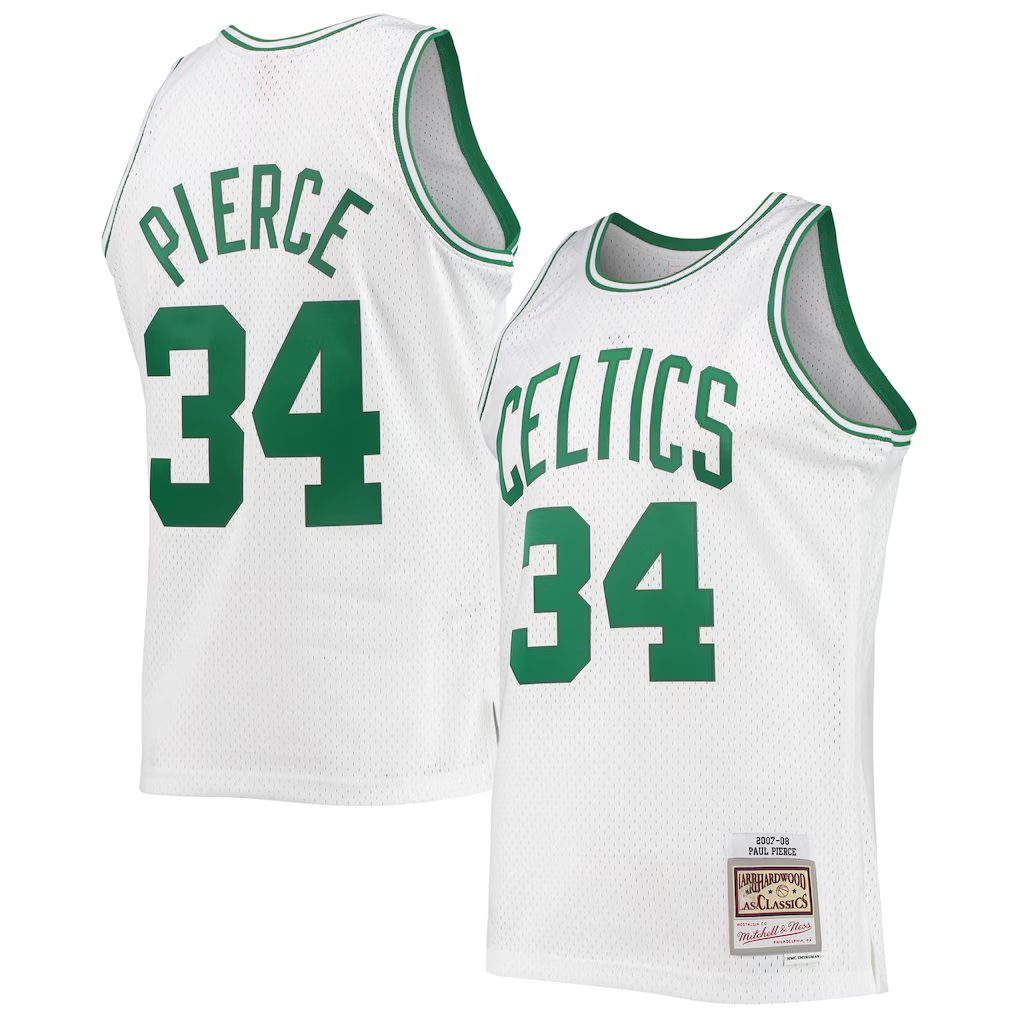 Ldoa B.Celtics #34 Paul Pierce Mitchell & Ness White Hardwood Classics Swingman Jerseys
