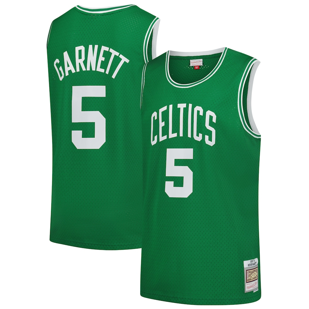 Ldoa B.Celtics #5 Kevin Garnett Mitchell & Ness Kelly Green 200708 Hardwood Classics Swingman Jerseys