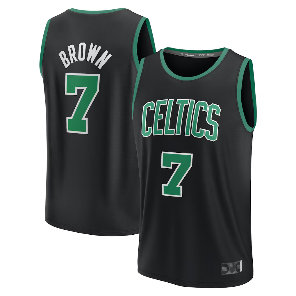Ldoa B.Celtics #7 Jaylen Brown Black Fast Break Replica Player Jerseys - Statement Edition