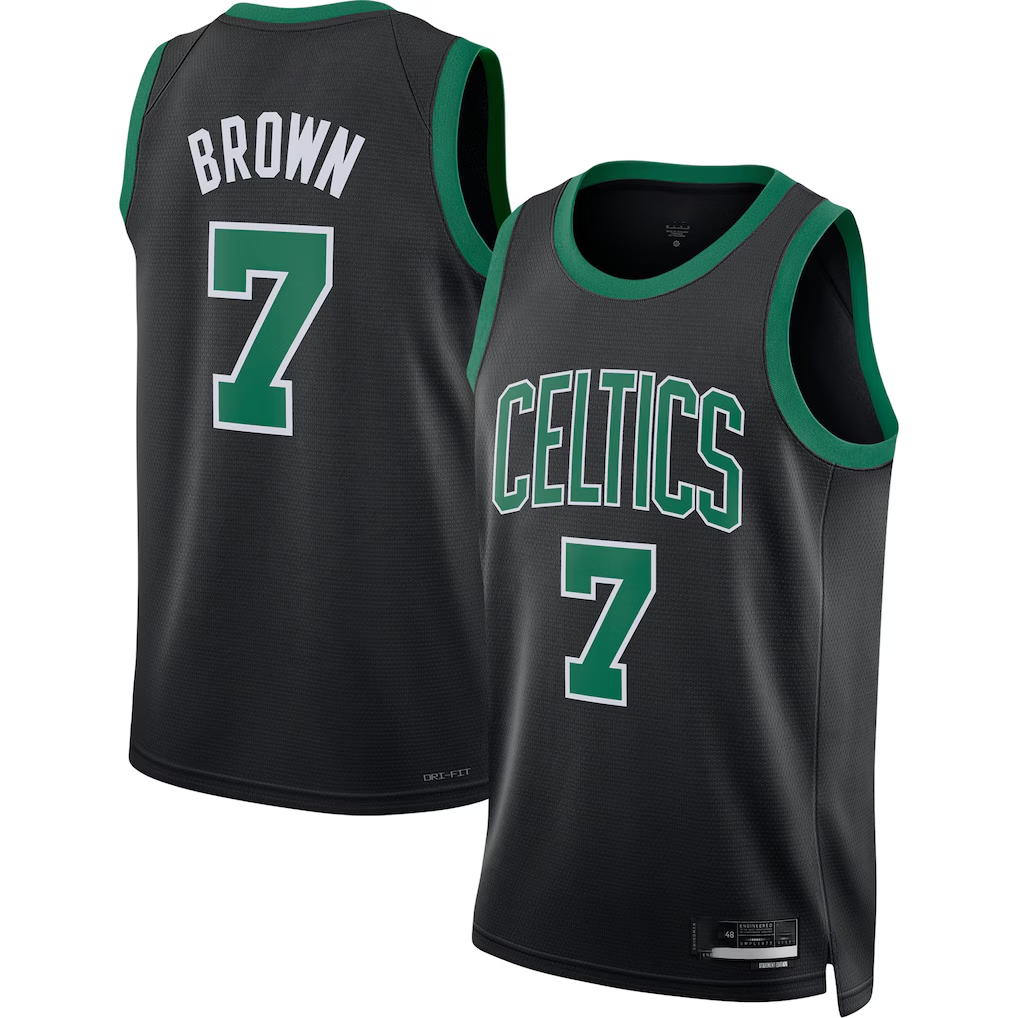 Ldoa B.Celtics #7 Jaylen Brown Black Swingman Jerseys - Statement Edition