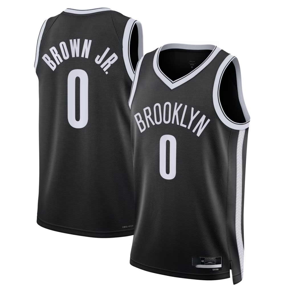 Ldoa B.Nets #0 Mikel Brown Jr. Black Swingman Jerseys - Icon Edition