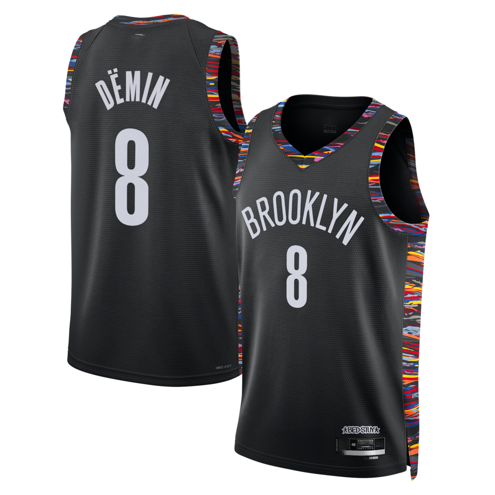 Ldoa B.Nets #8 Egor D?min Black 202526 Swingman Jerseys - City Edition