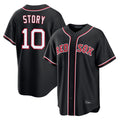 Ldoa B.Red Sox #10 Trevor Story Player Black Out Home Game Stitched Jerseys