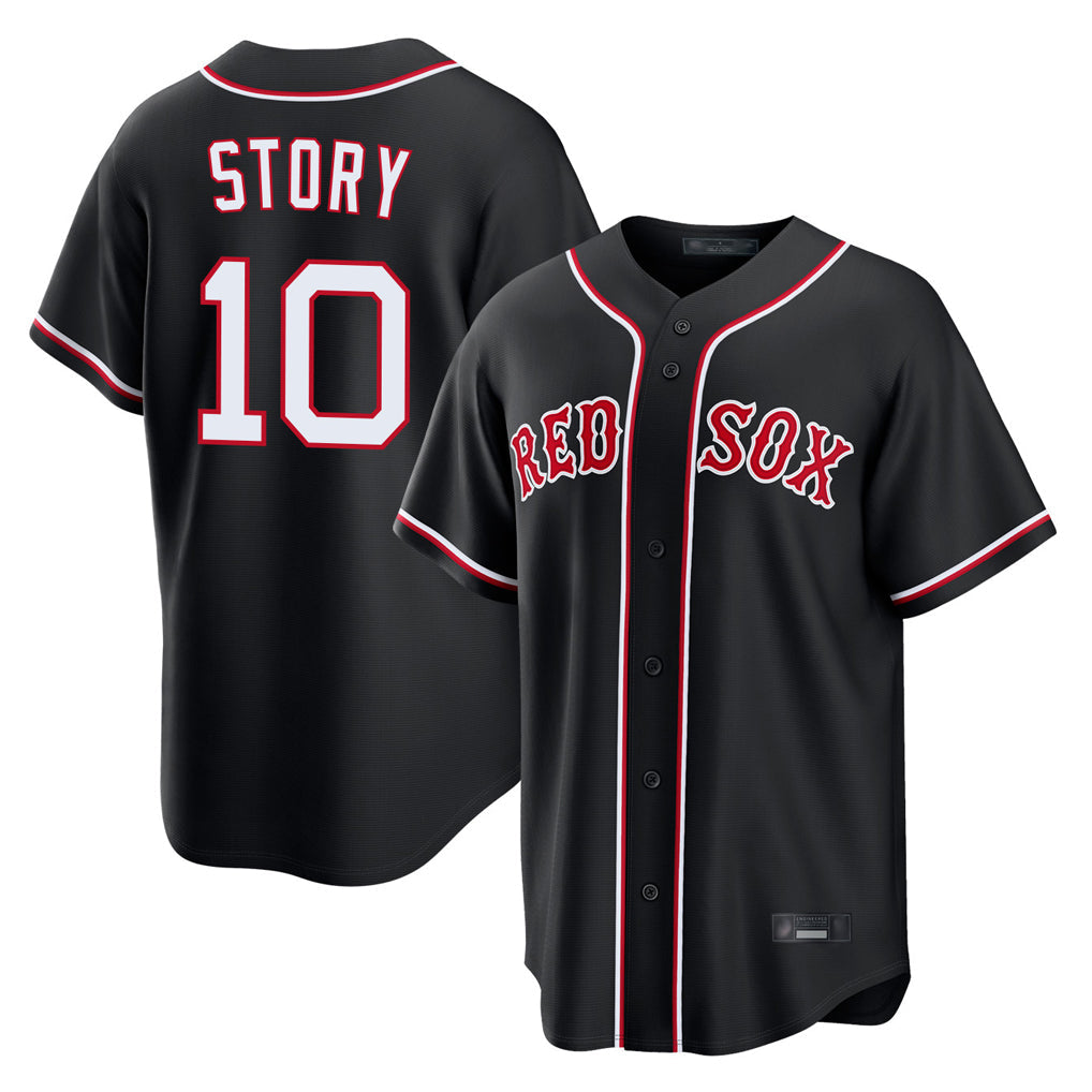 Ldoa B.Red Sox #10 Trevor Story Player Black Out Home Game Stitched Jerseys