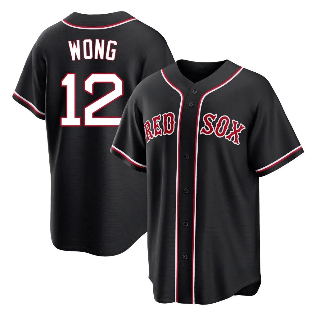 Ldoa B.Red Sox #12 Connor Wong Player Black Out Home Game Stitched Jerseys