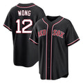 Ldoa B.Red Sox #12 Connor Wong Player Black Out Home Game Stitched Jerseys