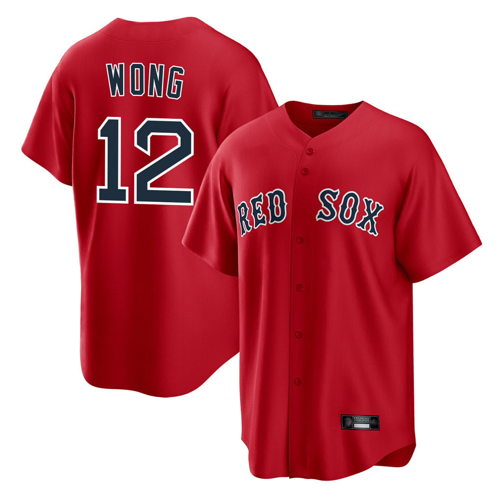 Ldoa B.Red Sox #12 Connor Wong Player Red Home Game Stitched Jerseys