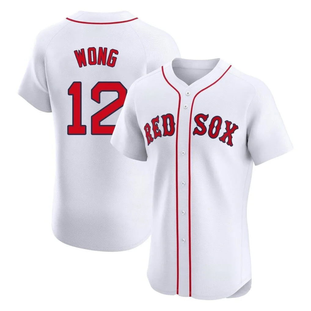 Ldoa B.Red Sox #12 Connor Wong Player White Limited Elite Home Game Stitched Jerseys