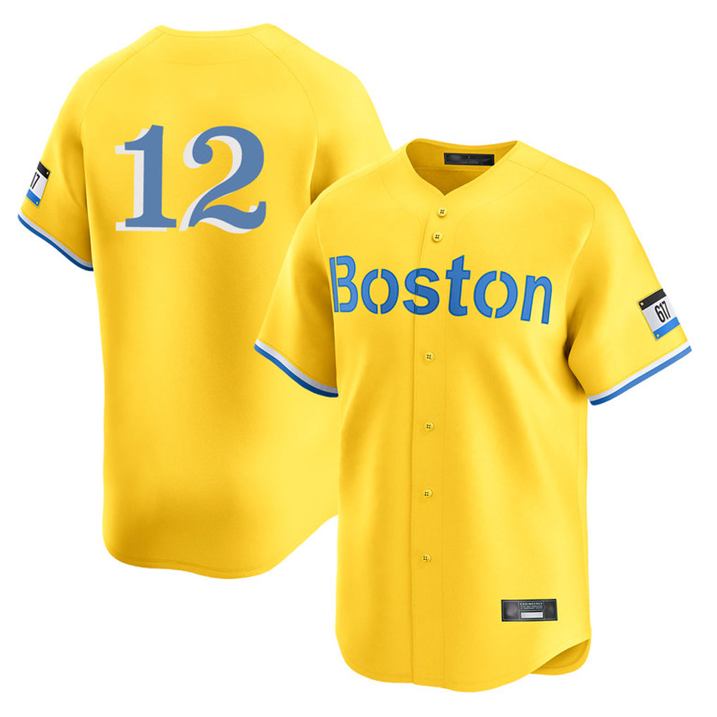 Ldoa B.Red Sox #12 Connor Wong Player Yellow Limited Home Game Stitched Jerseys
