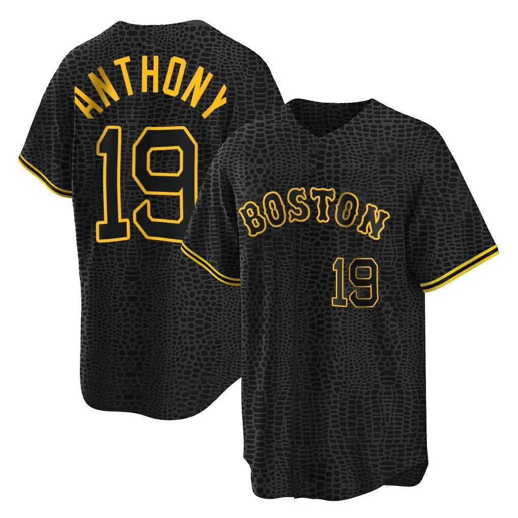 Ldoa B.Red Sox #19 Roman Anthony Player Black Snake Skin City Home Game Stitched Jerseys