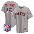 Ldoa B.Red Sox #19 Roman Anthony Player Gray Road USA 250 Fourth of July Home Game Stitched Jerseys