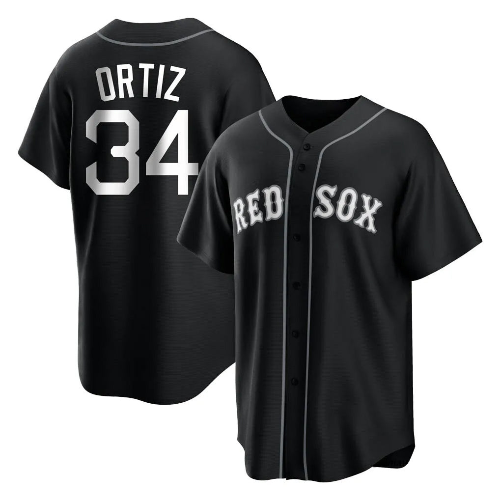Ldoa B.Red Sox #34 David Ortiz Player Black Home Game Stitched Jerseys