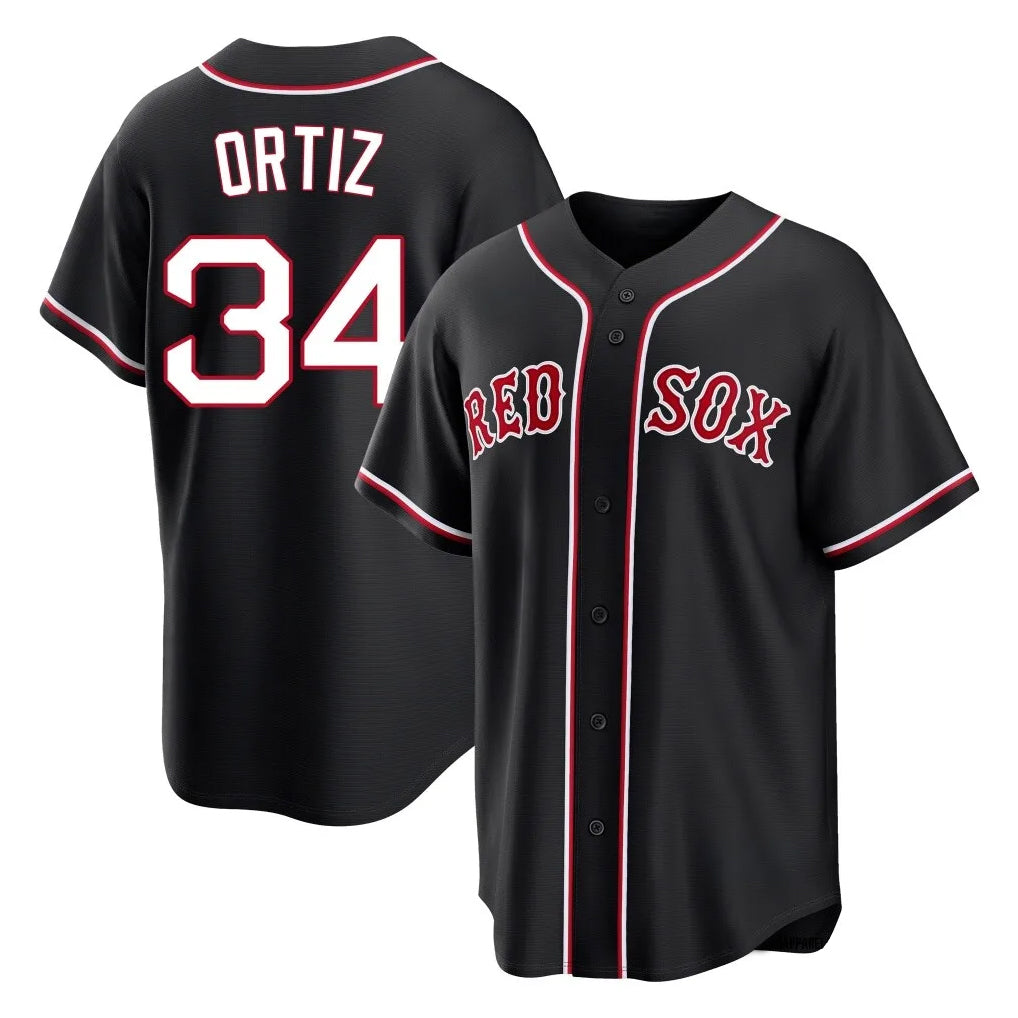 Ldoa B.Red Sox #34 David Ortiz Player Black Out Home Game Stitched Jerseys