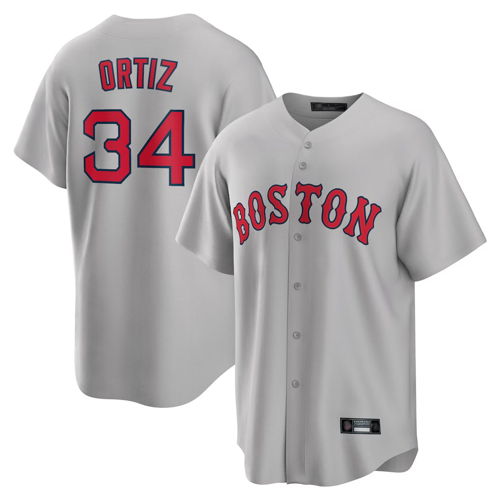 Ldoa B.Red Sox #34 David Ortiz Player Gray Road Home Game Stitched Jerseys