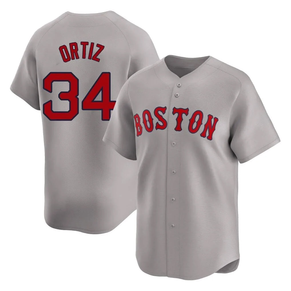 Ldoa B.Red Sox #34 David Ortiz Player Gray Road Limited Home Game Stitched Jerseys
