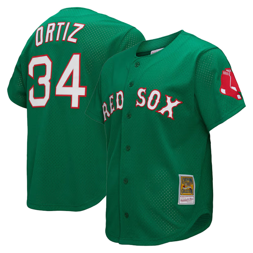 Ldoa B.Red Sox #34 David Ortiz Player Green Mitchell & Ness Cooperstown Collection Mesh Home Stitched Jerseys